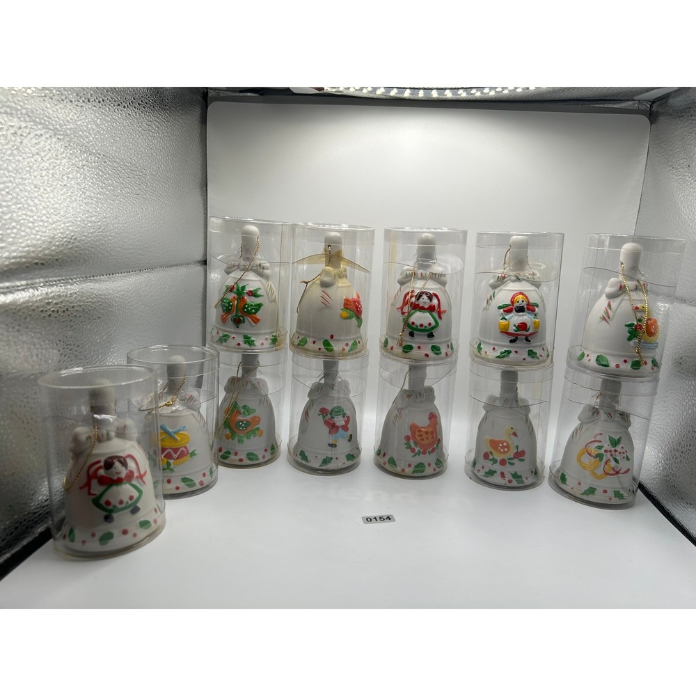 JCPenney Twelve Days‎ Of Christmas Ornament Collection Ceramic Bells Set#154